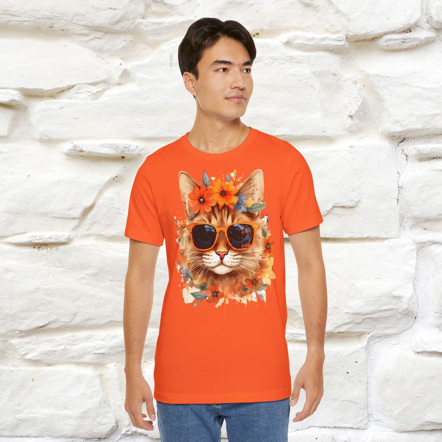 "Cool Cat in Bloom" T-shirt for Men and Women | 100% Cotton*