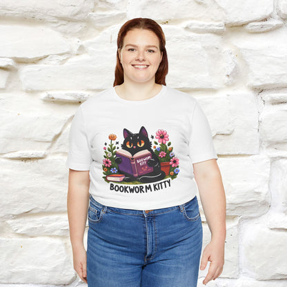 "Bookworm Kitty" Cat T-Shirt for Women | 100% Cotton* | Book Lover Tee