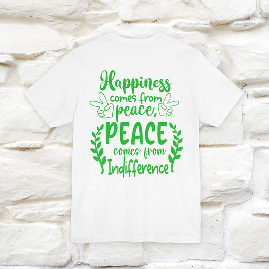 "Happiness Comes From Peace, Peace Comes From Indifference" Cat T-Shirt| Front & Back Design | Nunu&Miao Studio