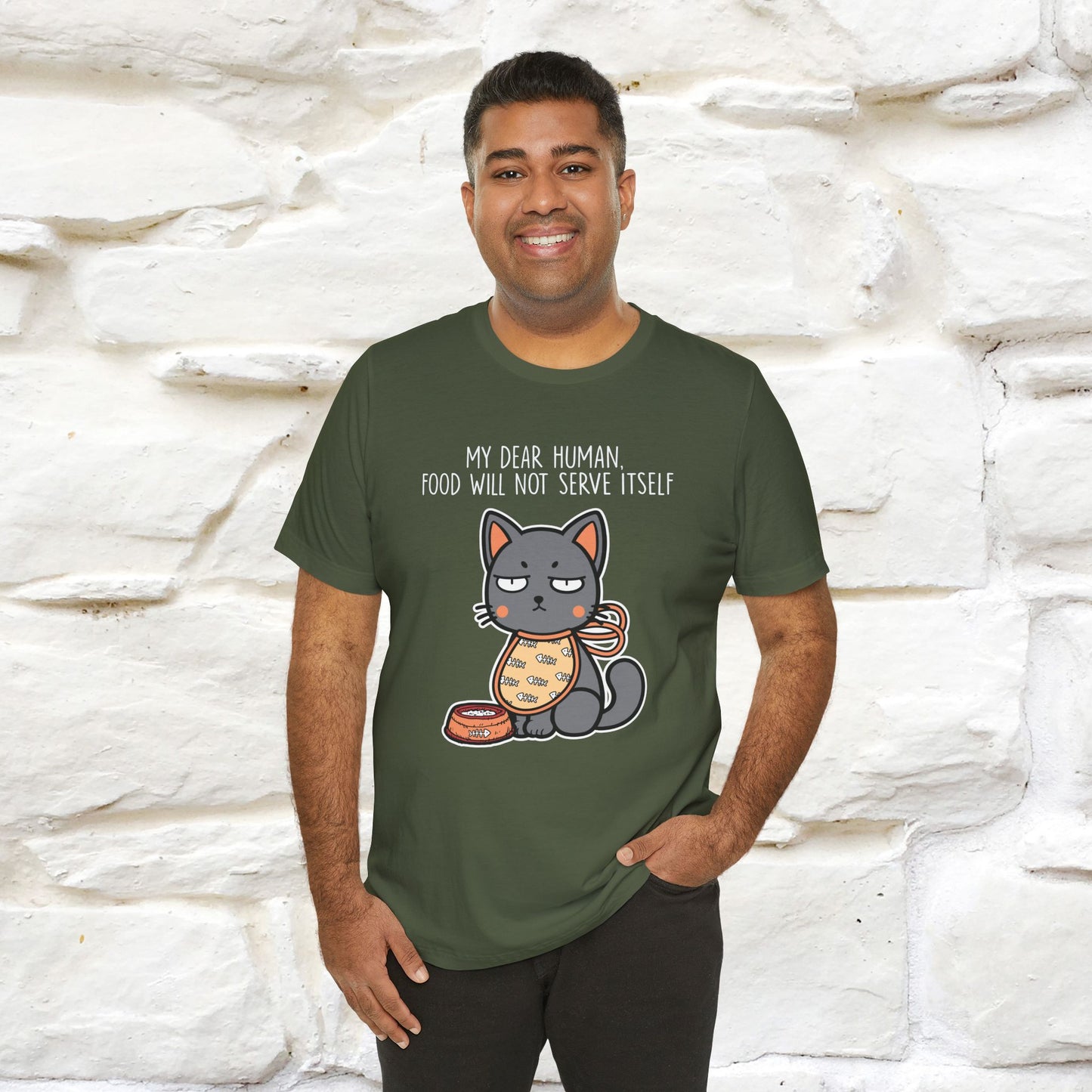 "Dear Human, Food Will Not Serve Itself" Funny Cat T-Shirt for Men & Women | 100% Cotton* 🐾