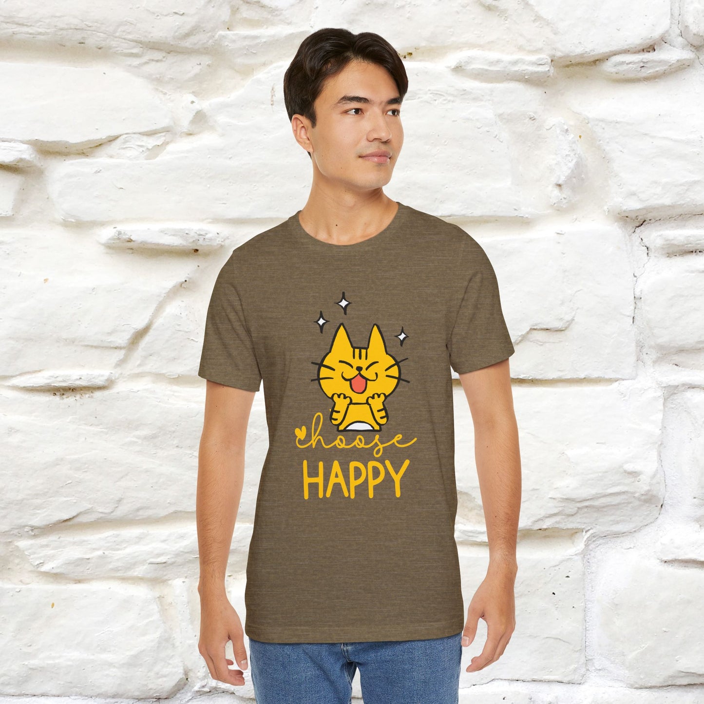 "Choose Happy" Cat T-Shirt for Men & Women | 100% Cotton* | Positive Tee 🐾