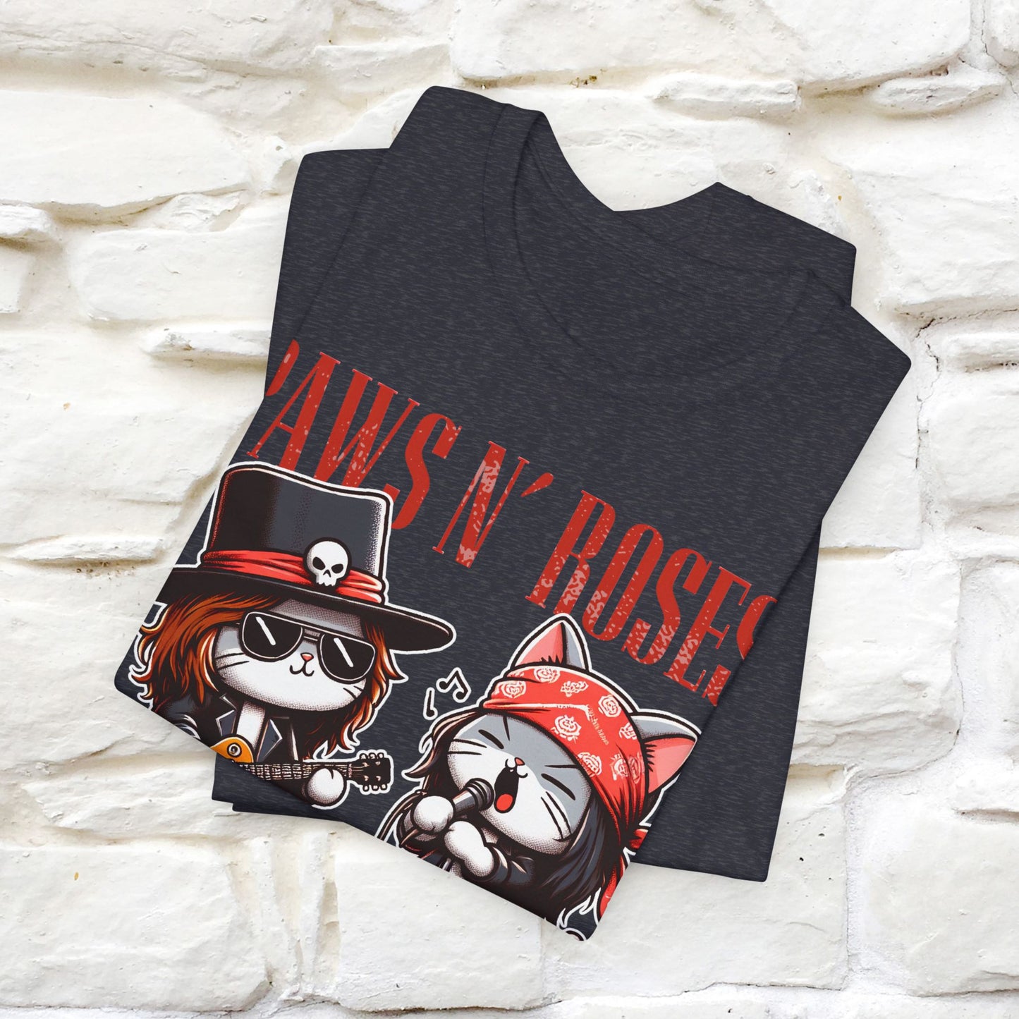 Paws N' Roses T-Shirt | Rock-Inspired Cat Lover Tee for Men & Women | 100% Cotton*