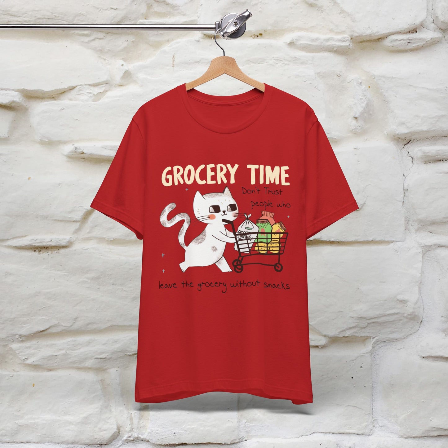 "Grocery Time: Don’t Trust People Who Leave the Grocery Without Snacks" Cat T-Shirt for Men & Women  | 100% Cotton* | Funny Tee