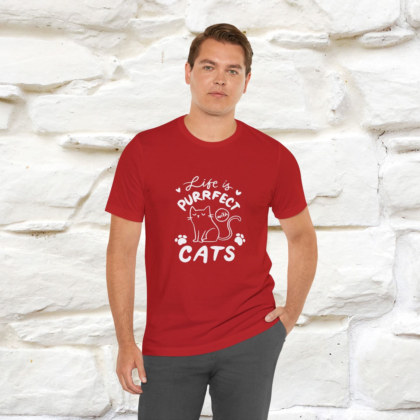 "Life Is Purrfect With Cats" Cat T-Shirt for Men & Women | 100% Cotton* | Funny Tee 🐾