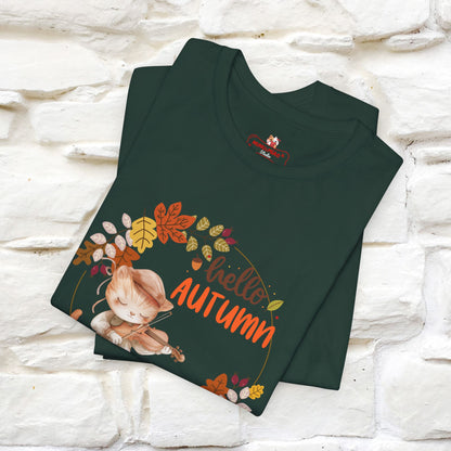 "Hello Autumn" Cat T-Shirt for Men & Women | 100% Cotton* | Cozy Fall Fashion - Nunu&Miao Studio