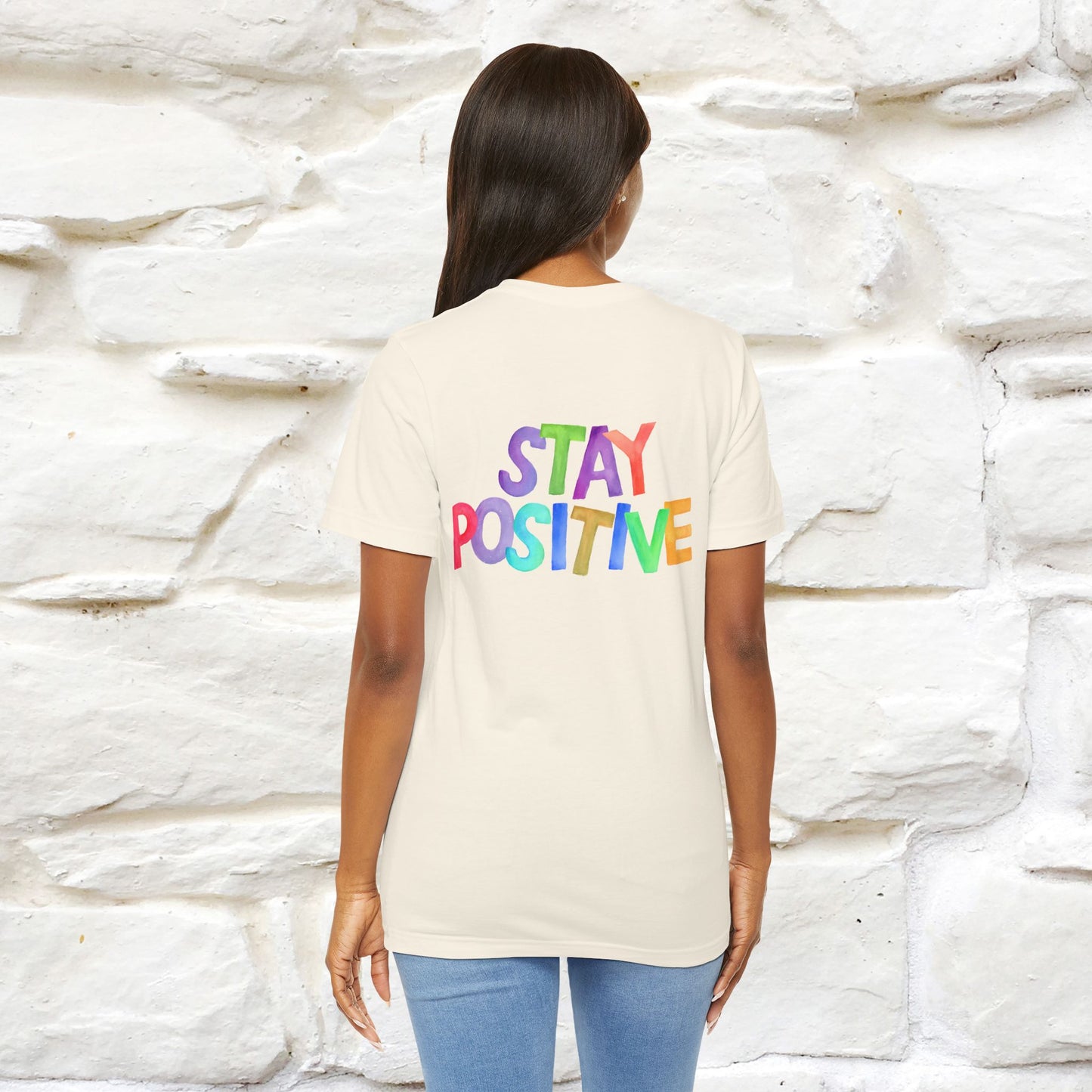 "Stay Positive'' Cat T-Shirt | Front & Back Design | Nunu&Miao Studio
