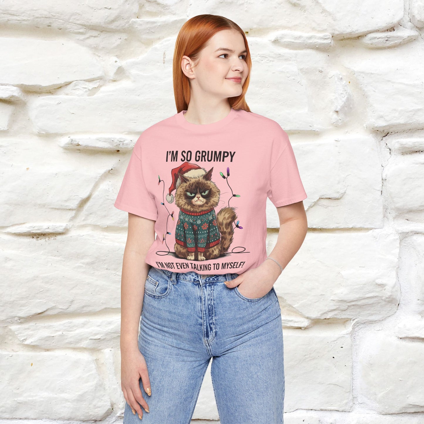 I'm So Grumpy, I'm Not Even Talking to Myself | Funny Cat Christmas Shirt for Men & Women | 100% Cotton