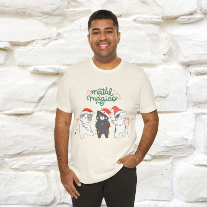 "Natal Magico" Cat T-shirt for Men & Women | 100% Cotton* 🐾 | Magical Holiday Cat Tee