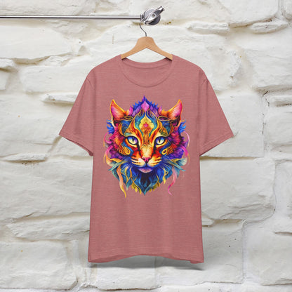 ''Fire Rainbow Cat'' T-shirt for Man 100% Cotton. - Nunu&Miao Studio