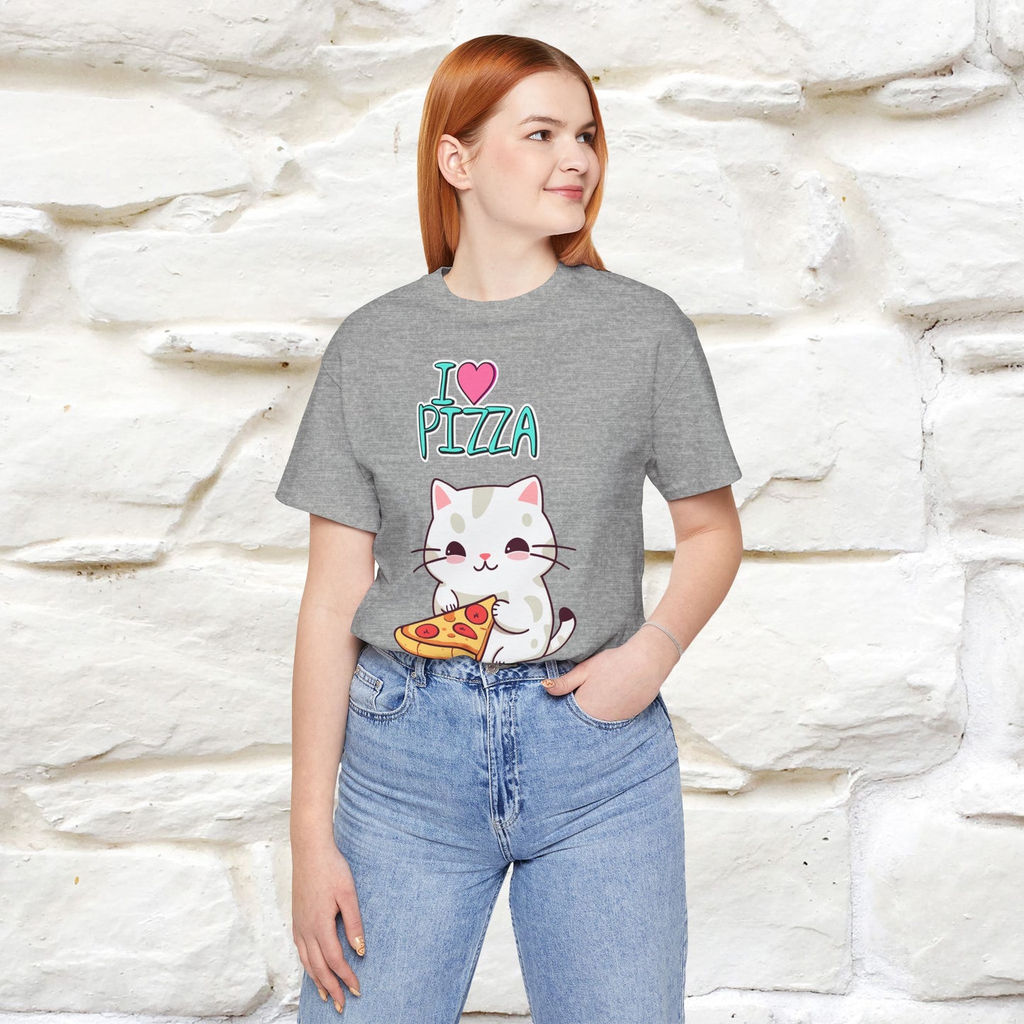 "I Love Pizza" Cat T-shirt for Men & Women | 100% Cotton*