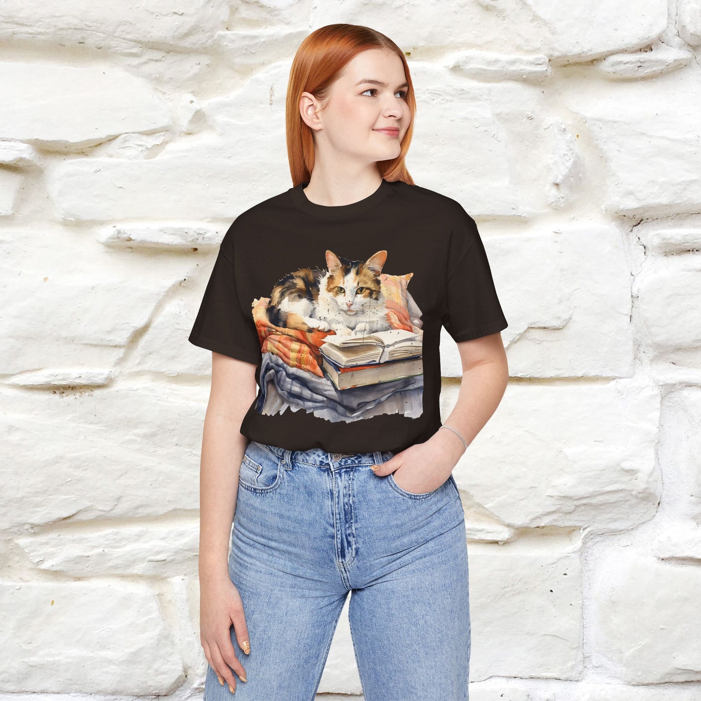 "Literary Catnap" T-shirt for Men and Women 100% Cotton.