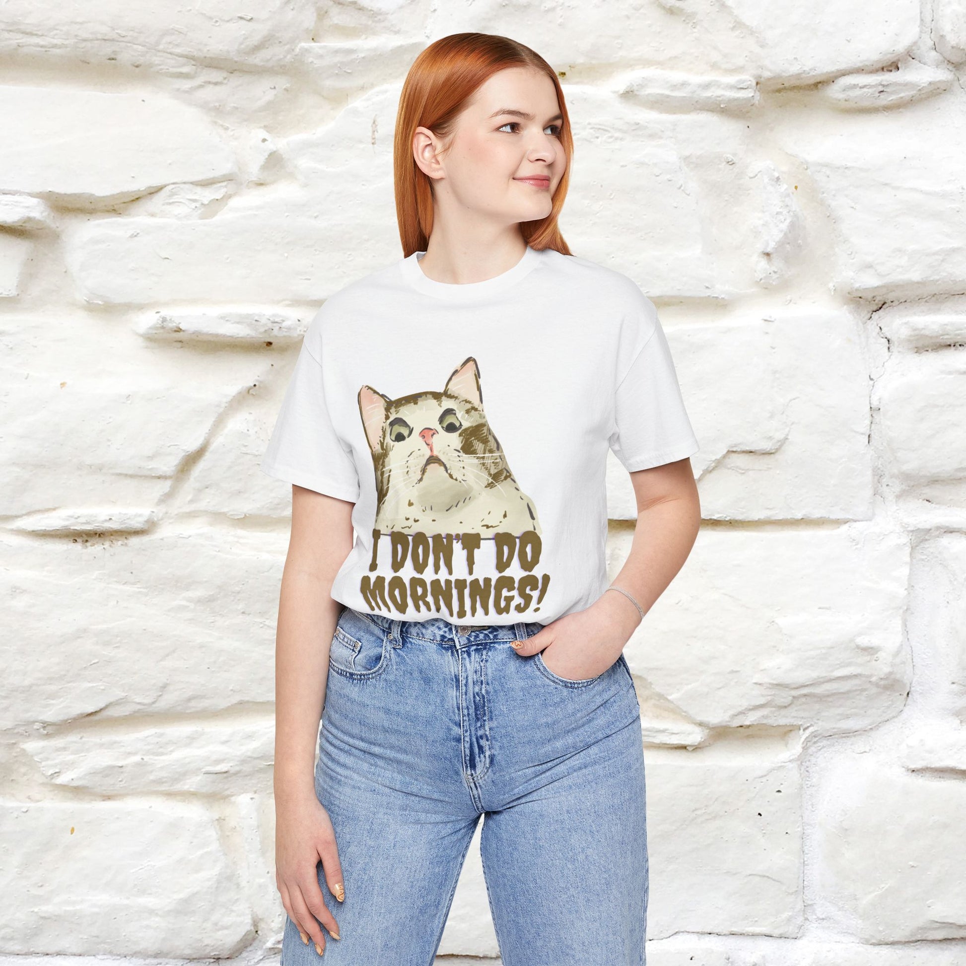 ''I Don't Do Mornings''  Cat T-shirt | Cat T-Shirt | Nunu&Miao Studio - Nunu&Miao Studio