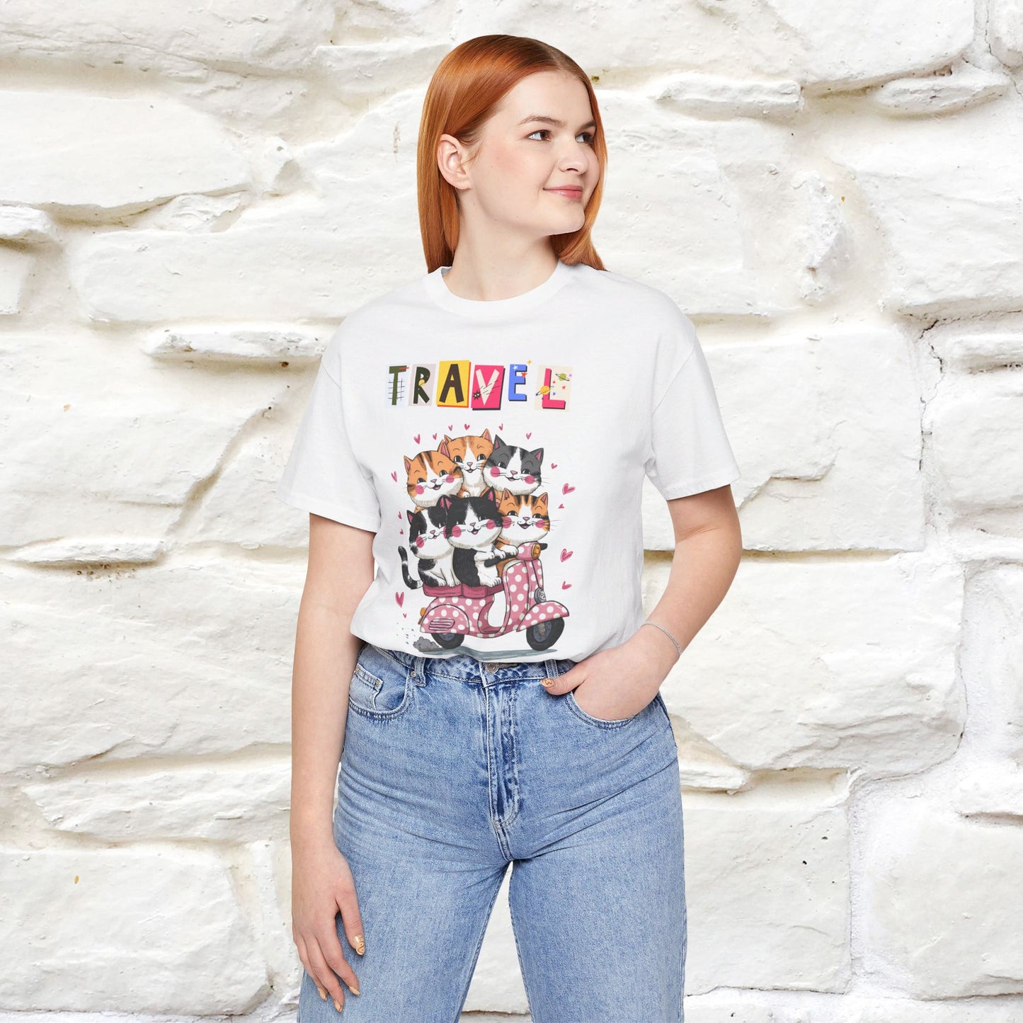 ''Travel'' Cat T-shirt for Women 100% Cotton* - Nunu&Miao Studio