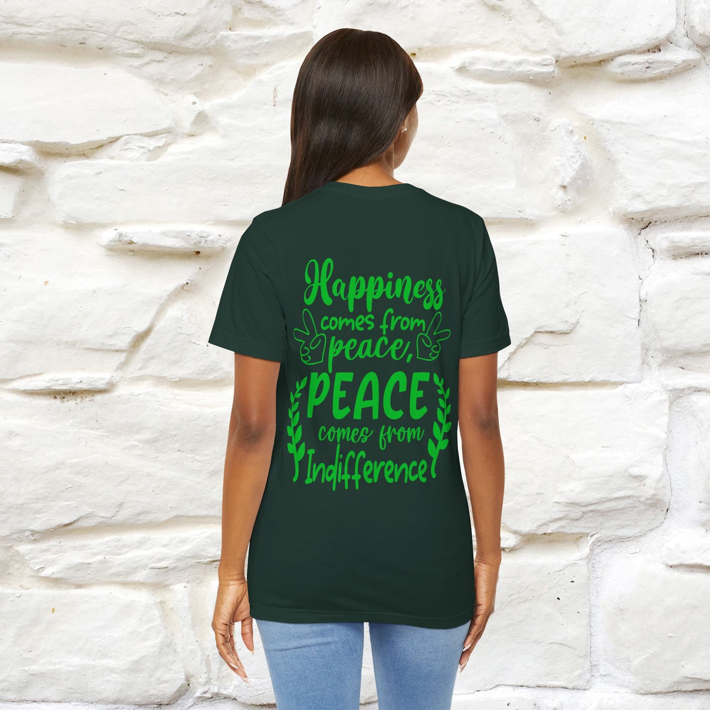 "Happiness Comes From Peace, Peace Comes From Indifference" Cat T-Shirt for Men & Women | Front & Back Design | 100% Cotton*