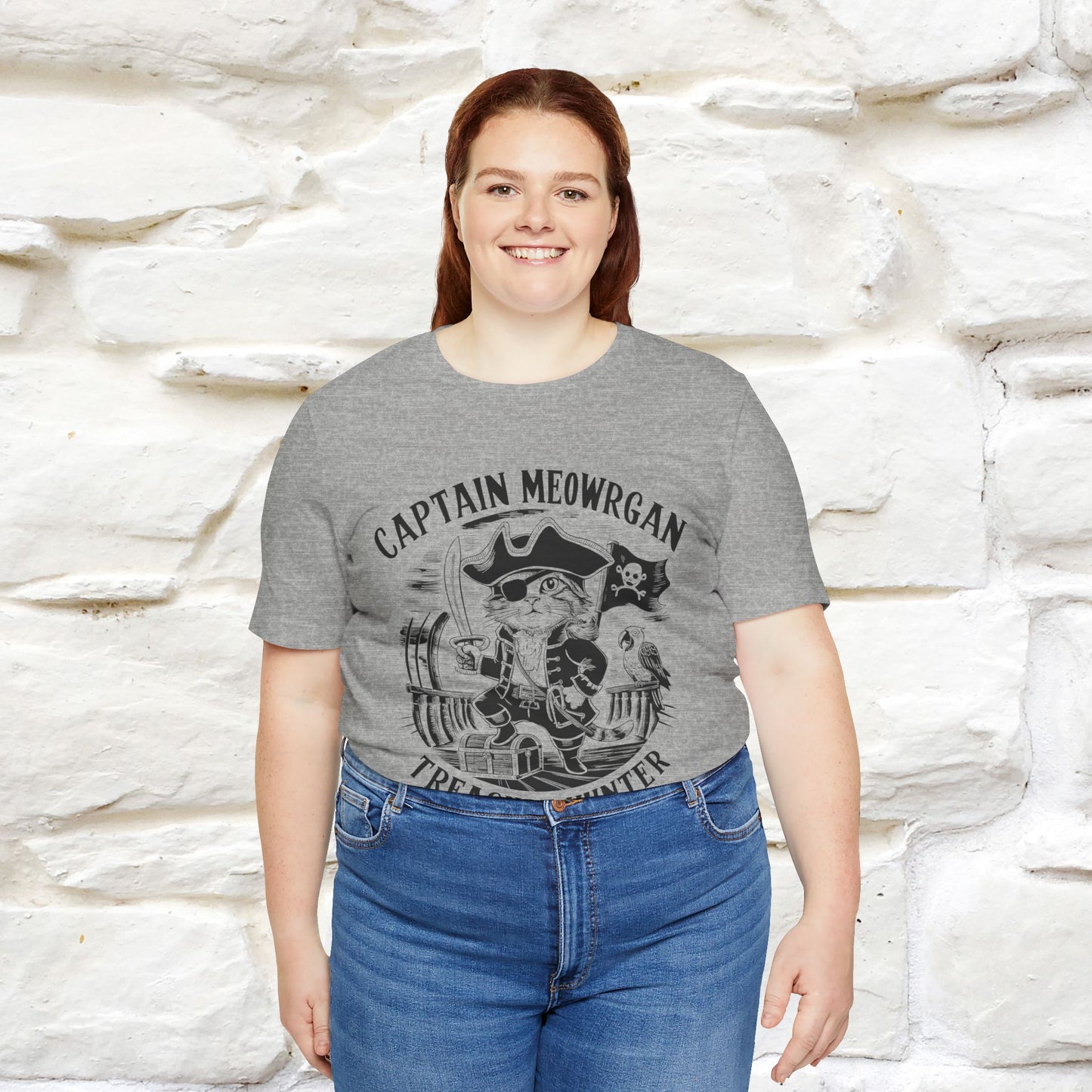 Captain Meowrgan Treasure Hunter T-Shirt | Adventure Cat Tee for Men & Women | 100% Cotton*