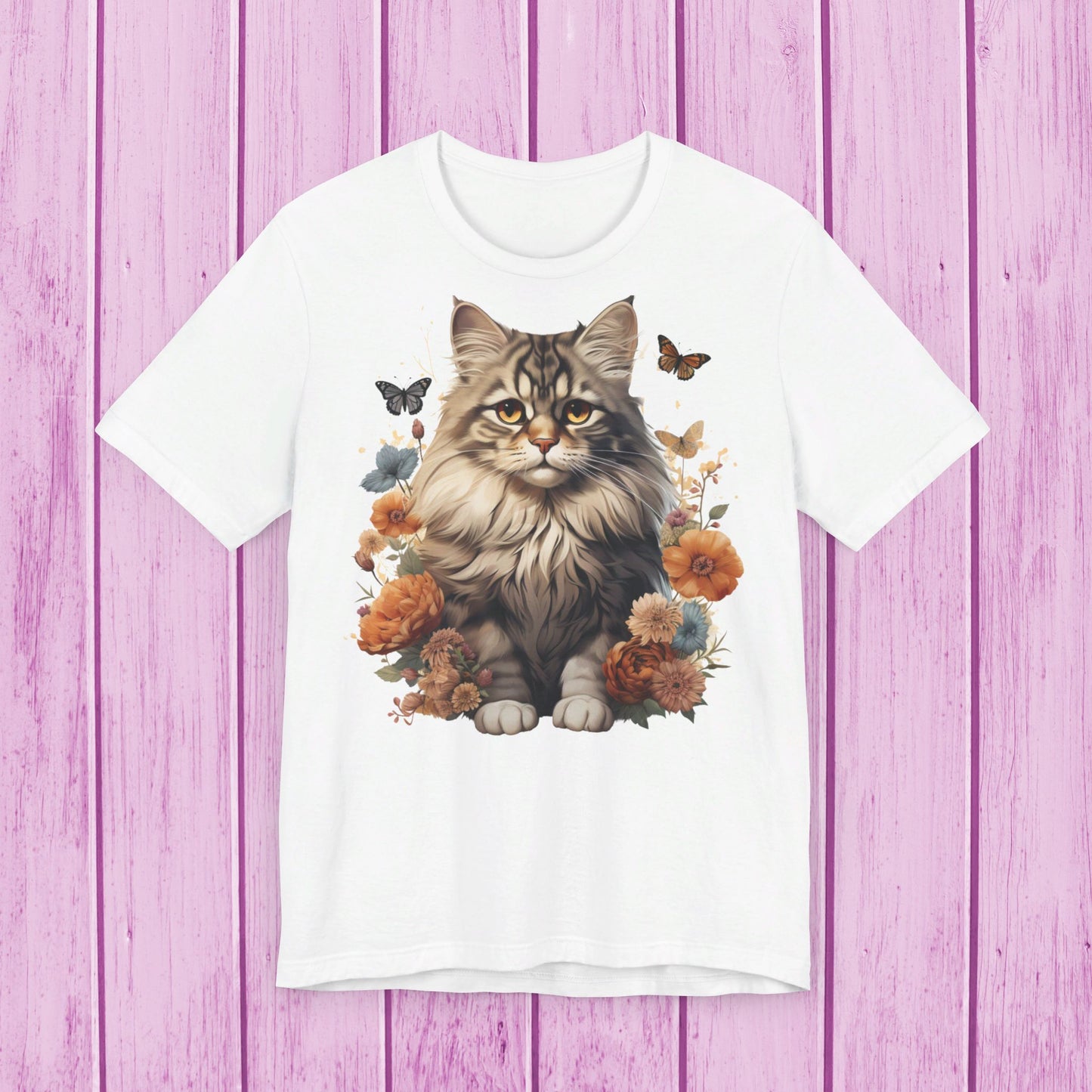 ''Floral Feline Fantasy'' Cat T-shirt for Women 100% Cotton*