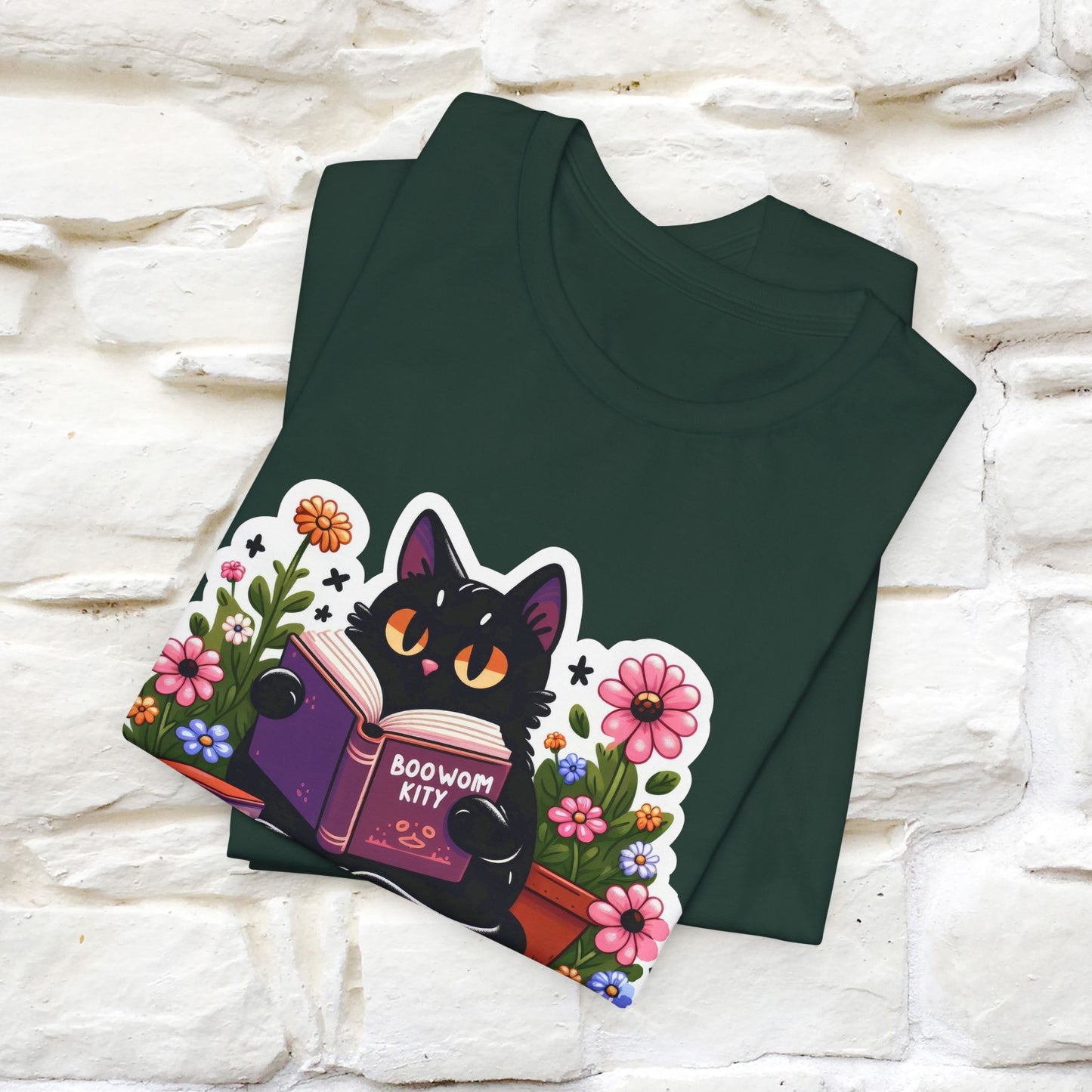 "Bookworm Kitty" Cat T-Shirt for Women | 100% Cotton* | Book Lover Tee