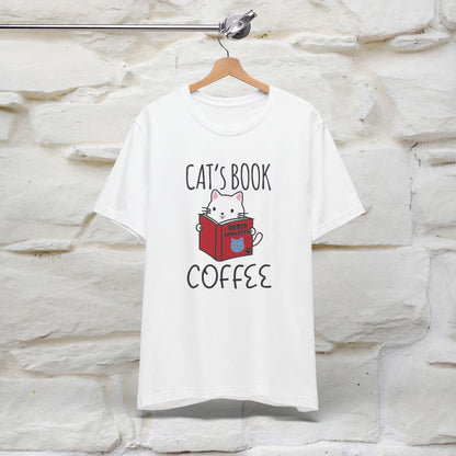 "Cat's Book Coffee" Cat T-Shirt for Men & Women | 100% Cotton* | Cozy Vibes for Book & Cat Lovers