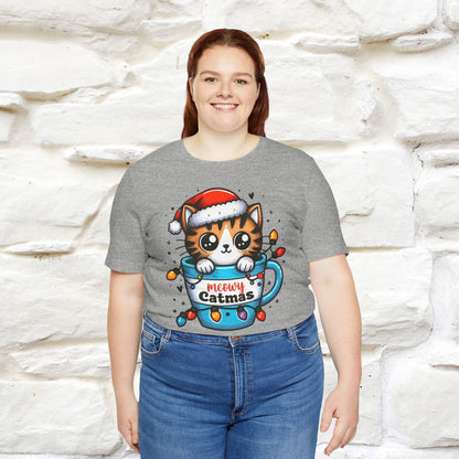 Meowy Catmas T-Shirt | Festive Cat Christmas Shirt for Men & Women | 100% Cotton