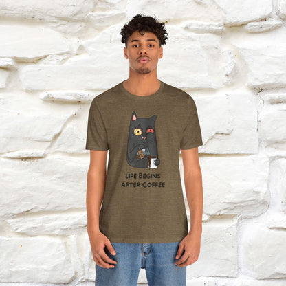 ''Life Begings After Coffe''  Cat T-shirt for Men and Women  100% Cotton*