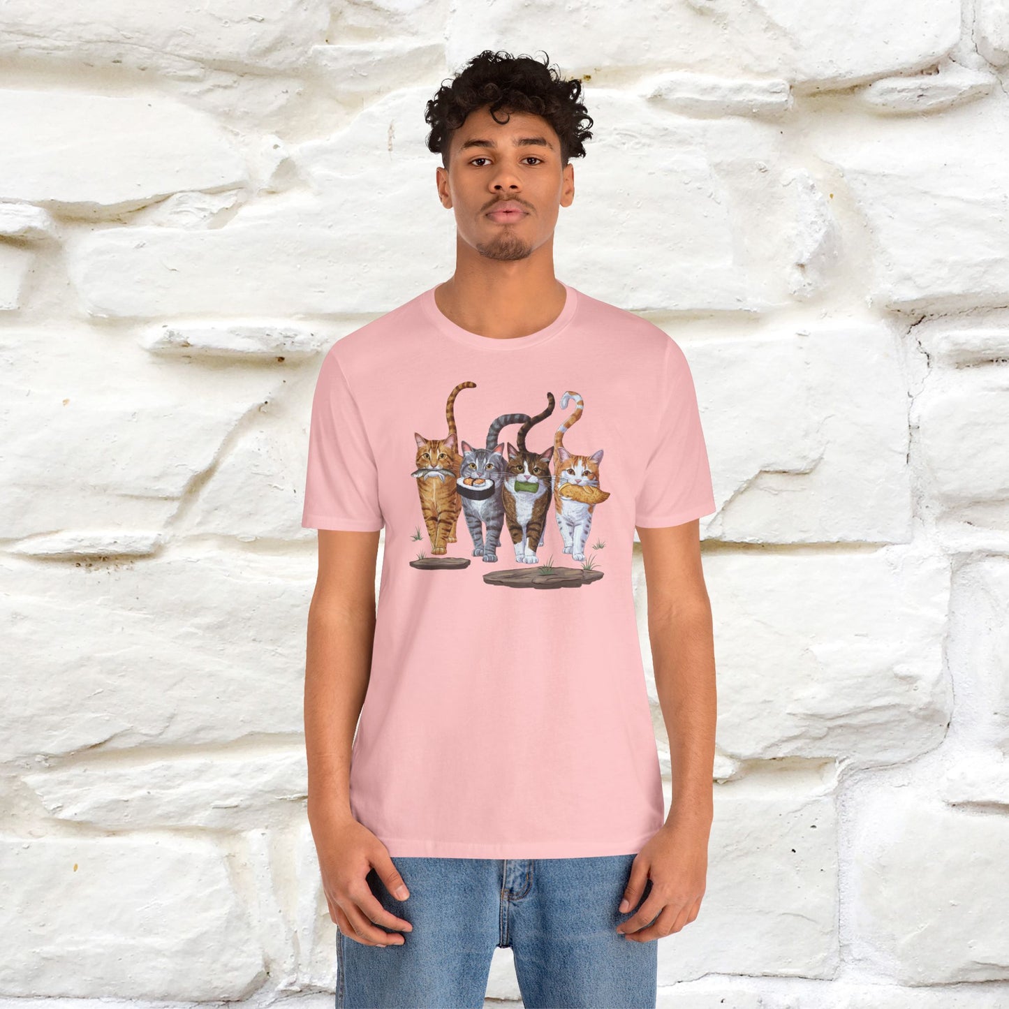 Four Cats' Feast: Feline Food Frenzy T-Shirt for Men & Women | 100% Cotton*