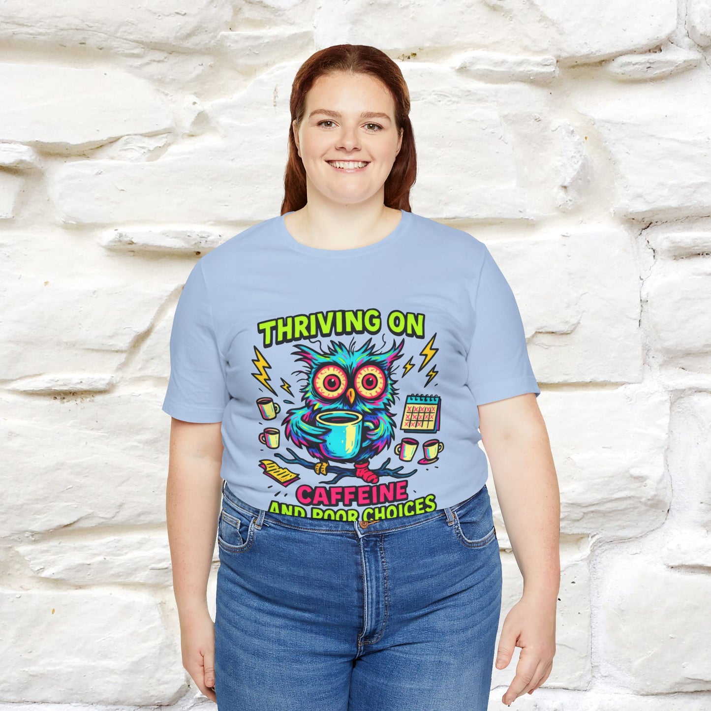''Thriving On Caffeine And Poor Choices''|  Sarcastic Cat T-Shirt | Nunu&Miao Studio
