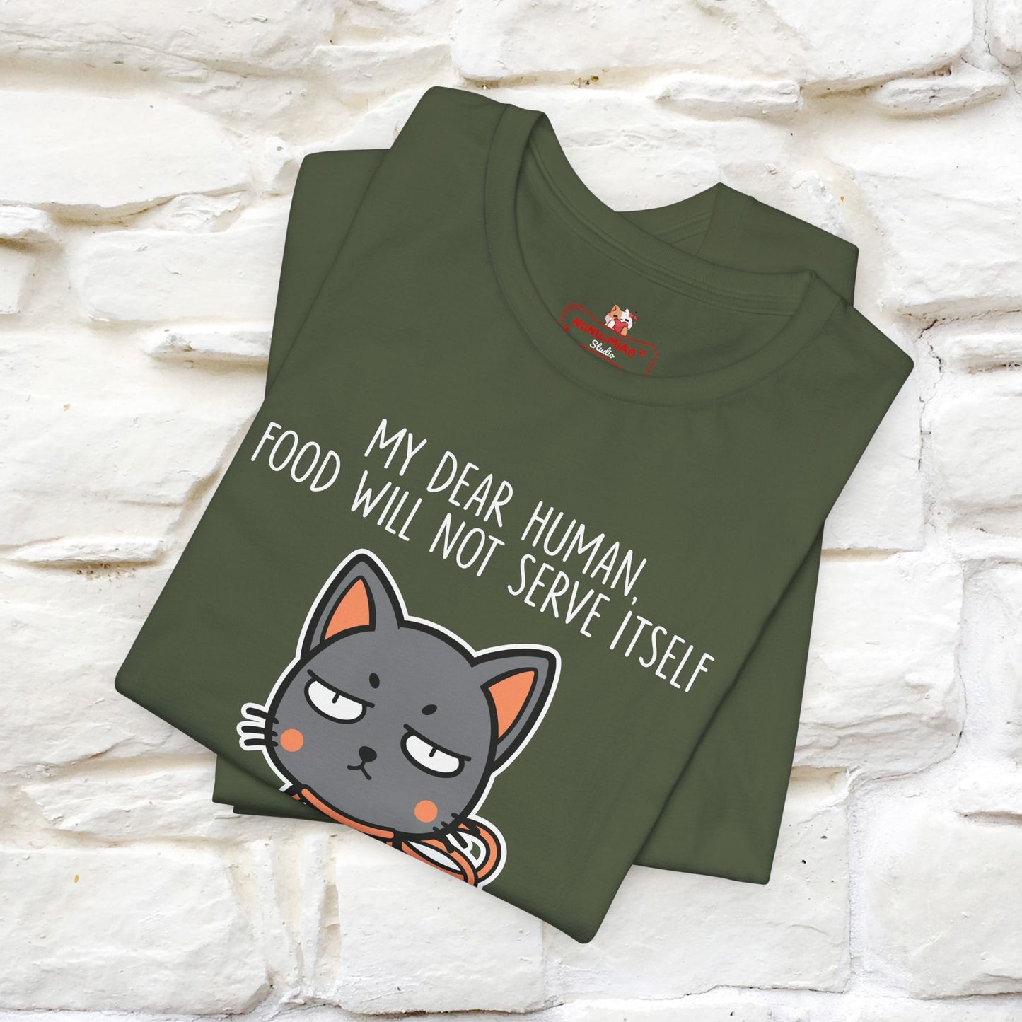 "Dear Human, Food Will Not Serve Itself" Funny Cat T-Shirt for Men & Women | 100% Cotton* 🐾