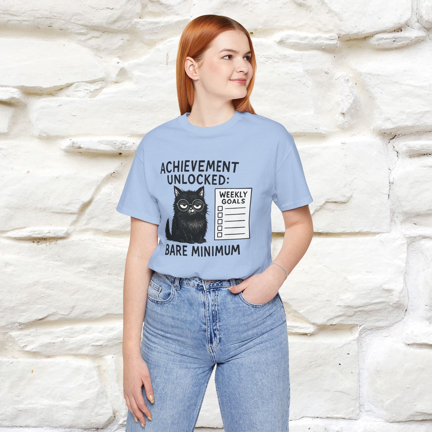 "Achievement Unlocked Bare Minimum." |Cat T-Shirt | Nunu&Miao Studio
