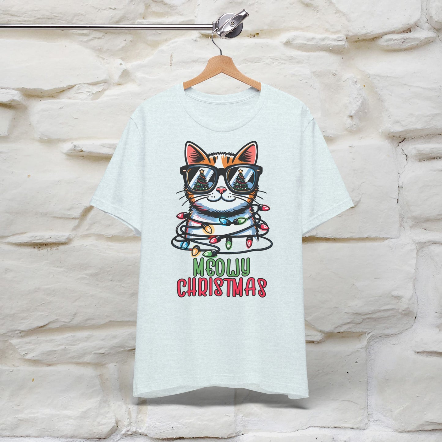 Meowy Christmas T-Shirt | Festive Cat Christmas Shirt for Men & Women | 100% Cotton