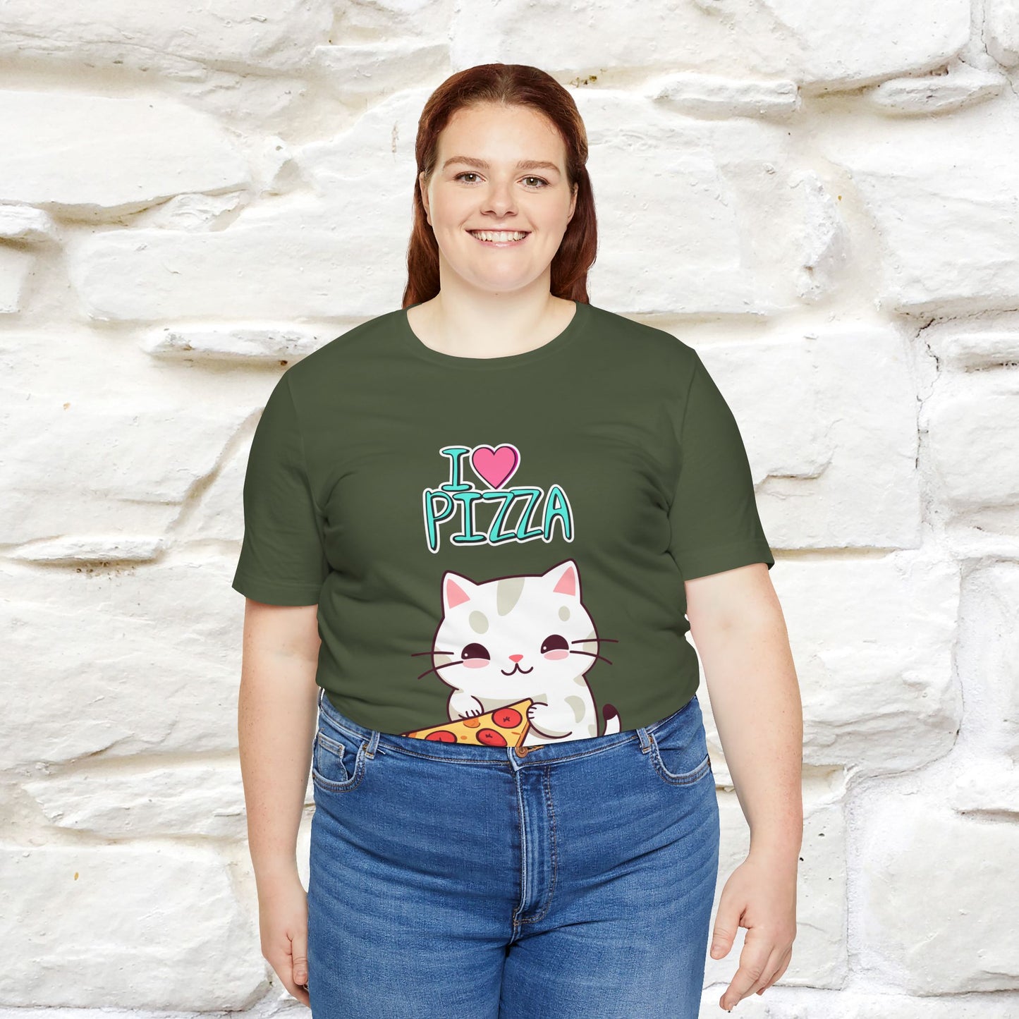 "I Love Pizza" Cat T-shirt for Men & Women | 100% Cotton*