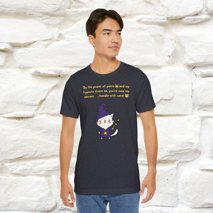 "By the Power of Purrs and My Hypnotic Stare" Halloween Cat Spell T-Shirt for Men & Women | 100% Cotton*