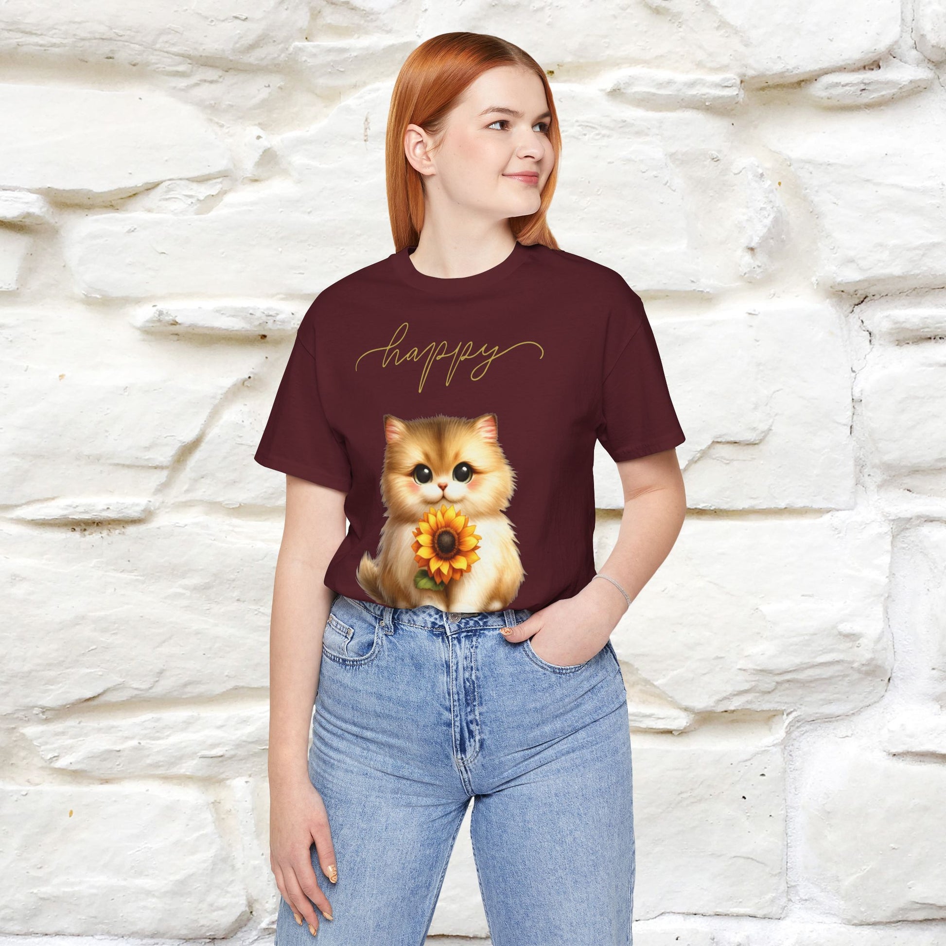 ''Happy'' Cat T-shirt for Women 100% Cotton* - Nunu&Miao Studio