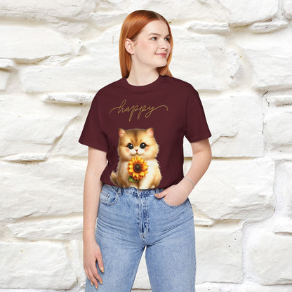 ''Happy'' Cat T-shirt for Women 100% Cotton* - Nunu&Miao Studio