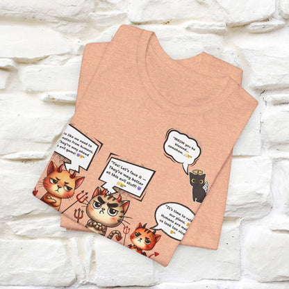 ''Humans Are Way Ahead In The Evil Game! 😈😼'' Unisex Cat T-shirt 100% Cotton*