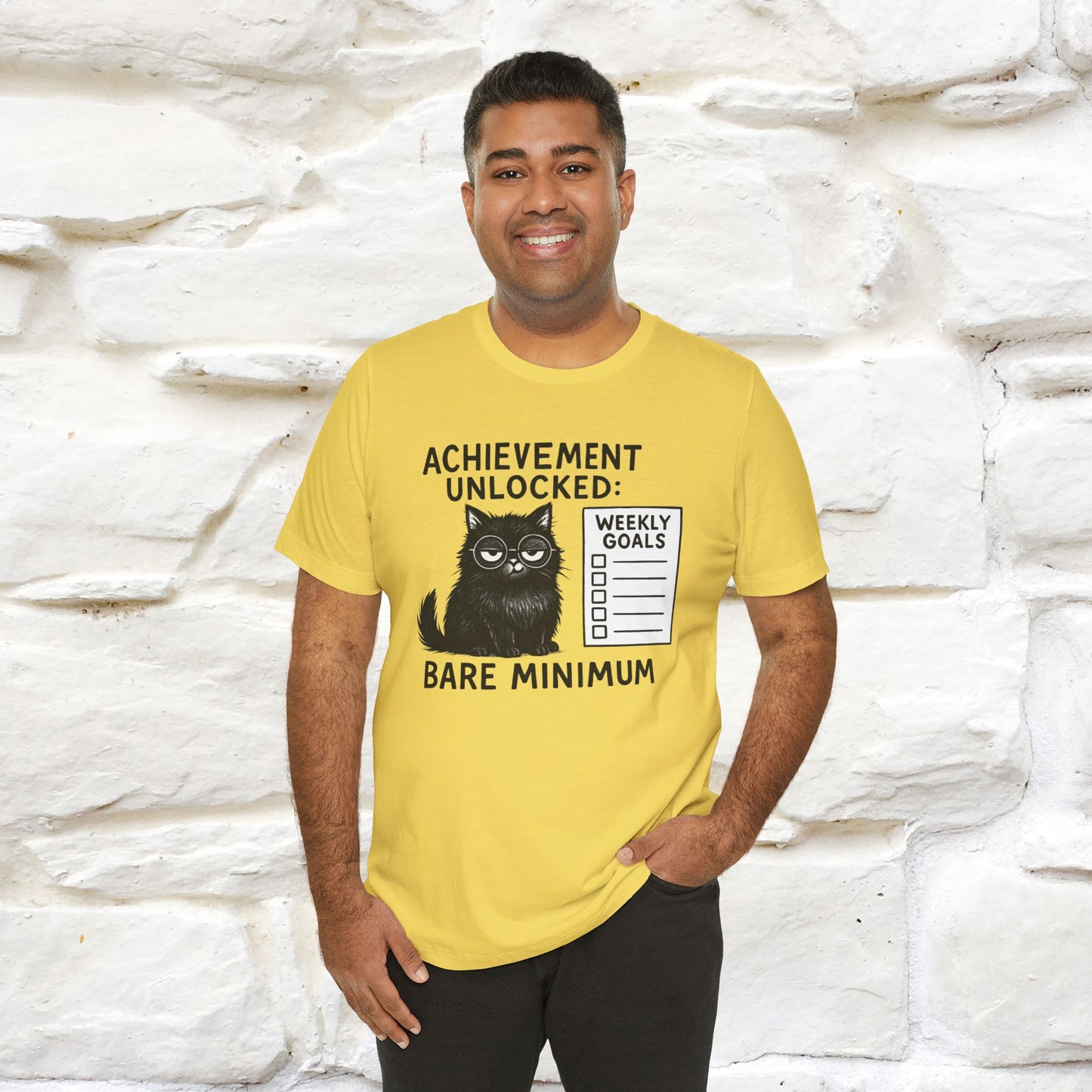 "Achievement Unlocked Bare Minimum." |Cat T-Shirt | Nunu&Miao Studio