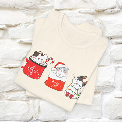 Sweet Cute Christmas Cat T-Shirt | Adorable Holiday Cat Shirt for Men & Women | 100% Cotton*