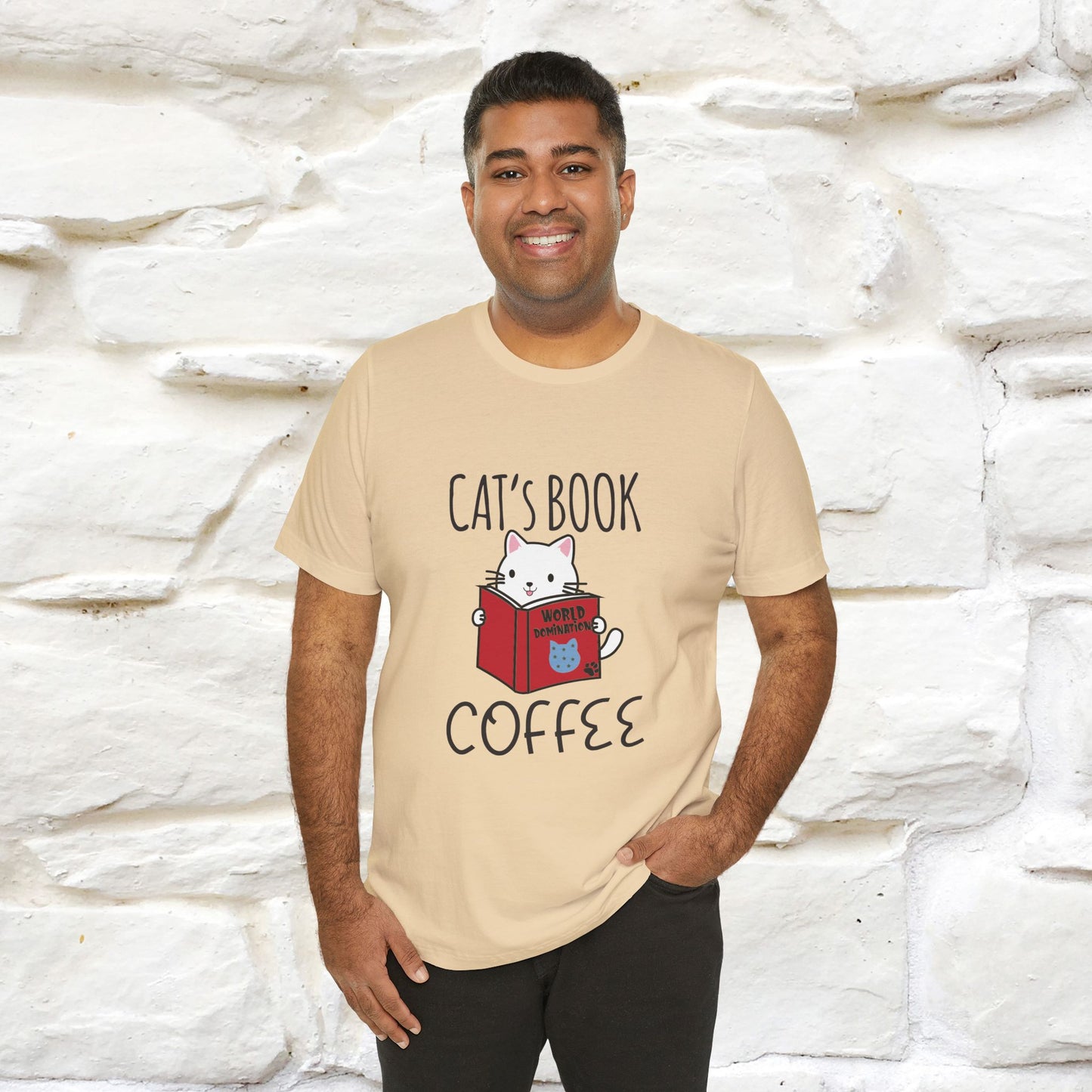 "Cat's Book Coffee" Cat T-Shirt for Men & Women | 100% Cotton* | Cozy Vibes for Book & Cat Lovers