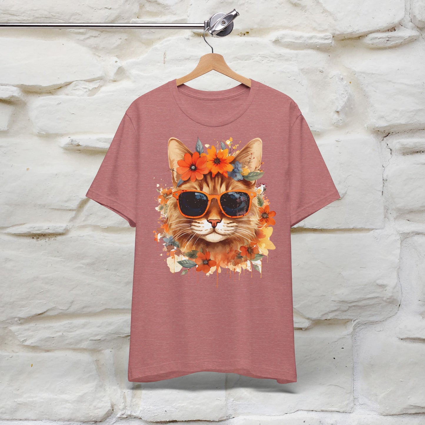 "Cool Cat in Bloom" T-shirt for Women 100% Cotton* - Nunu&Miao Studio