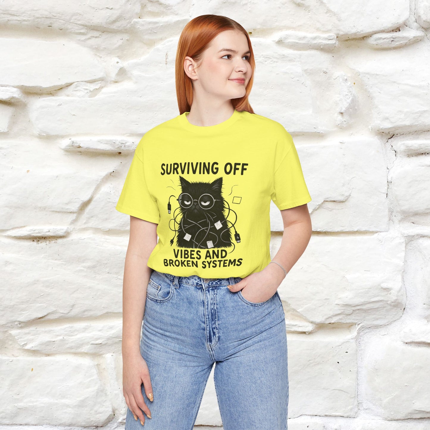 "Surviving Off...Vibes And Broken .. " |Cat T-Shirt | Nunu&Miao Studio