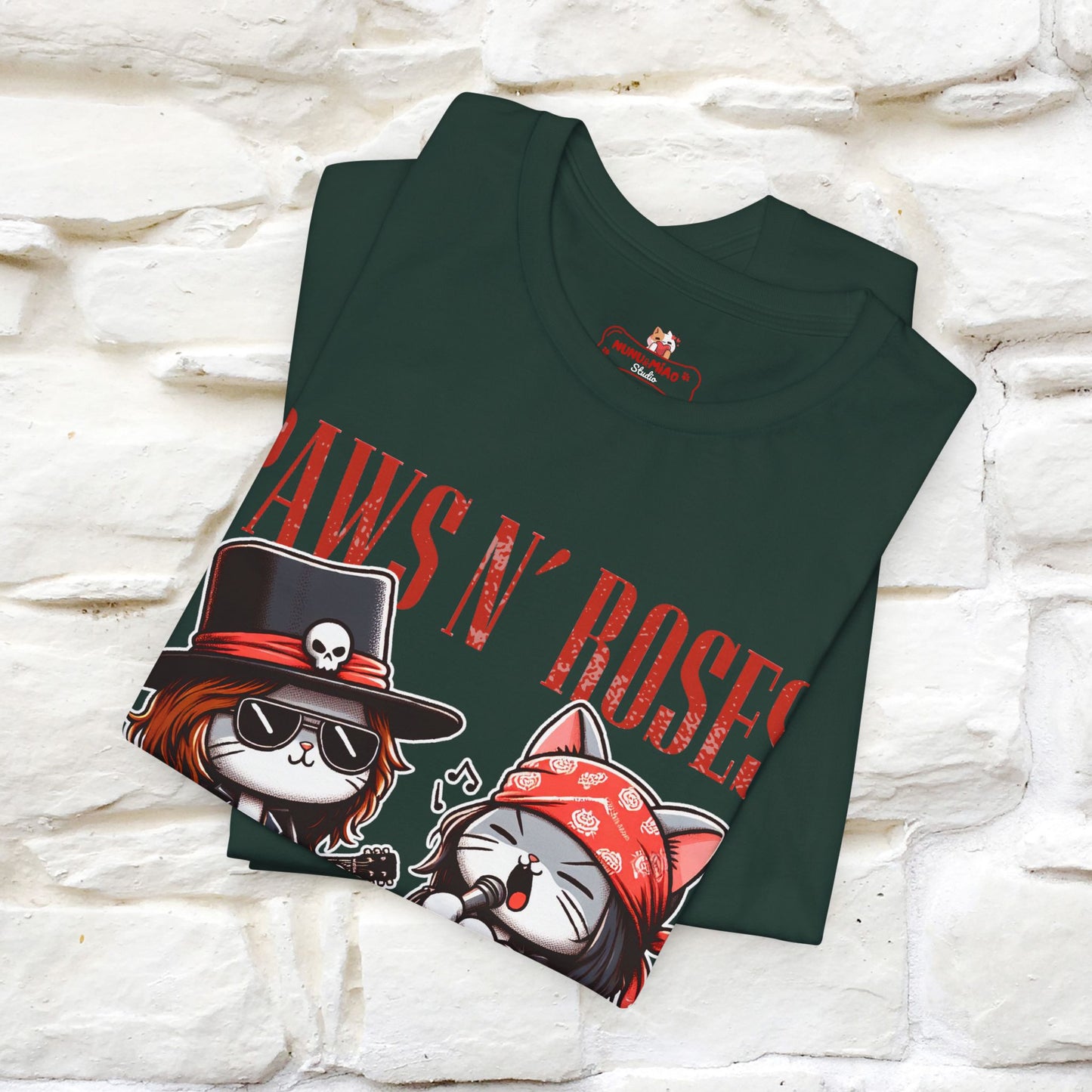 Paws N' Roses T-Shirt | Rock-Inspired Cat Lover Tee for Men & Women | 100% Cotton*