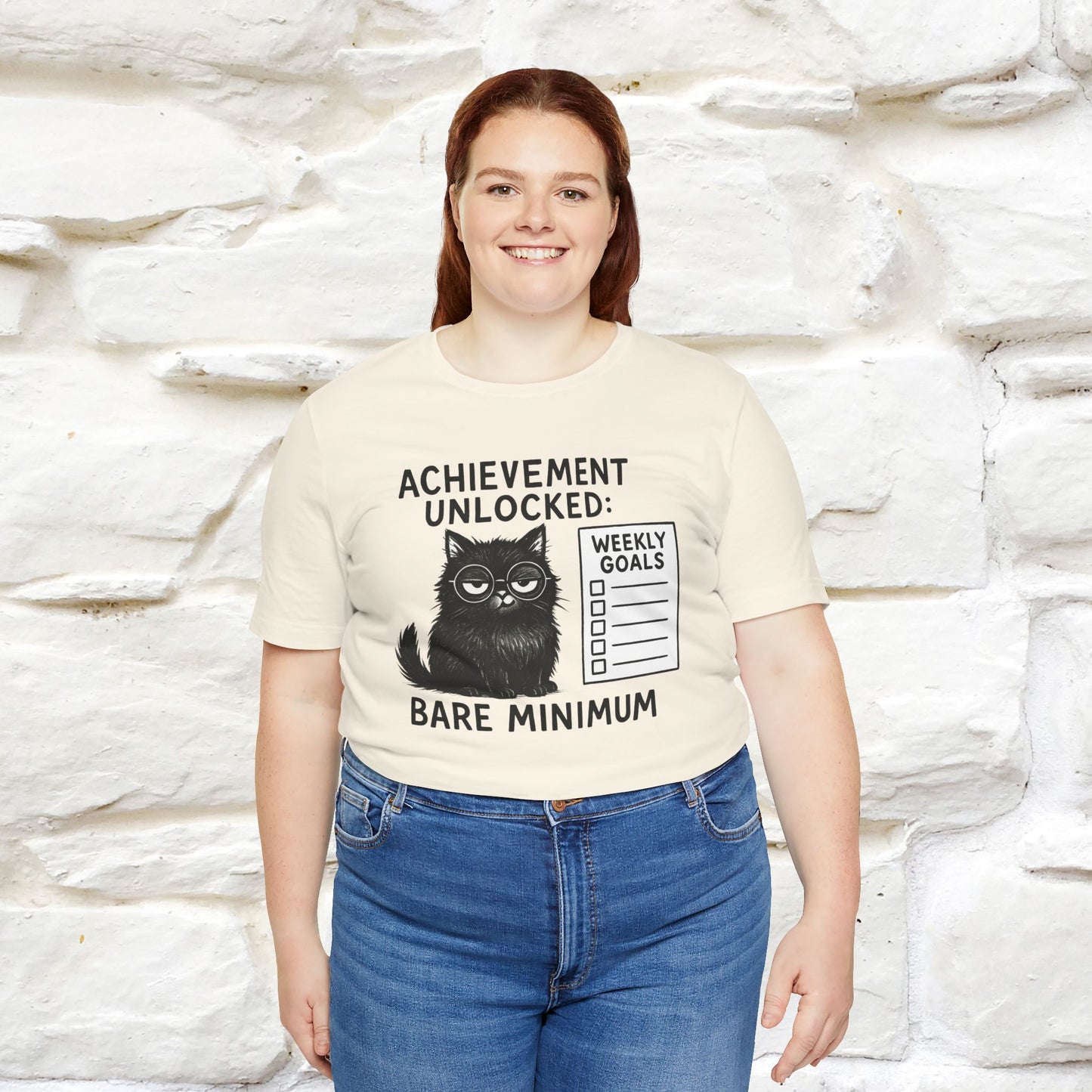 "Achievement Unlocked Bare Minimum." |Cat T-Shirt | Nunu&Miao Studio