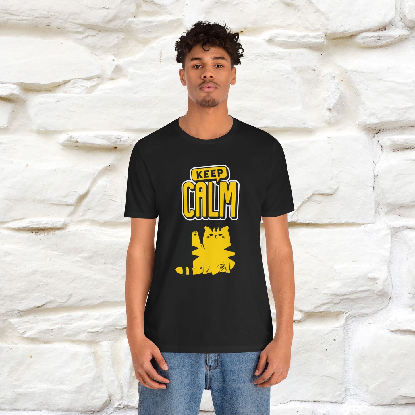 Keep Calm Cat T-Shirt for Men & Women | 100% Cotton* Relaxed Cat Lover Tee