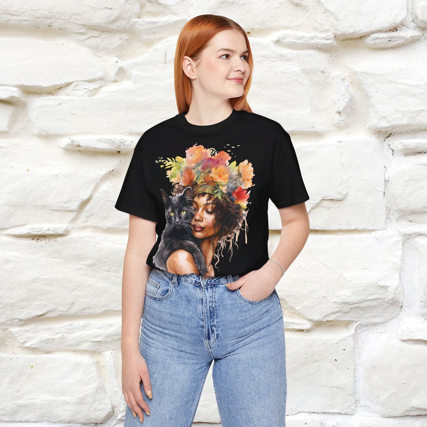 ''The Black Cat And The Lady'' T-shirt for Women 100% Cotton* - Nunu&Miao Studio