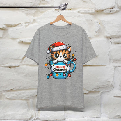 Meowy Catmas T-Shirt | Festive Cat Christmas Shirt for Men & Women | 100% Cotton