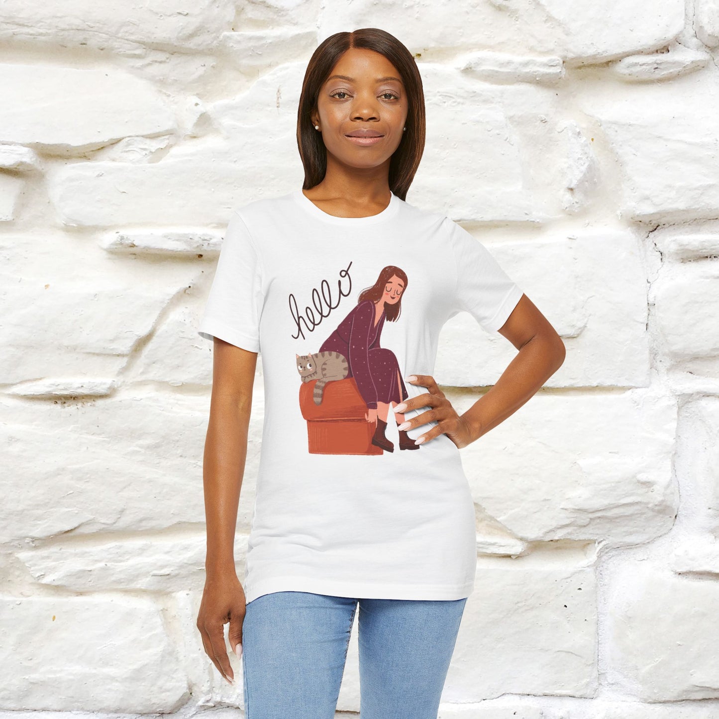 ''Hello''  Cat T-shirt for Women  100% Cotton*