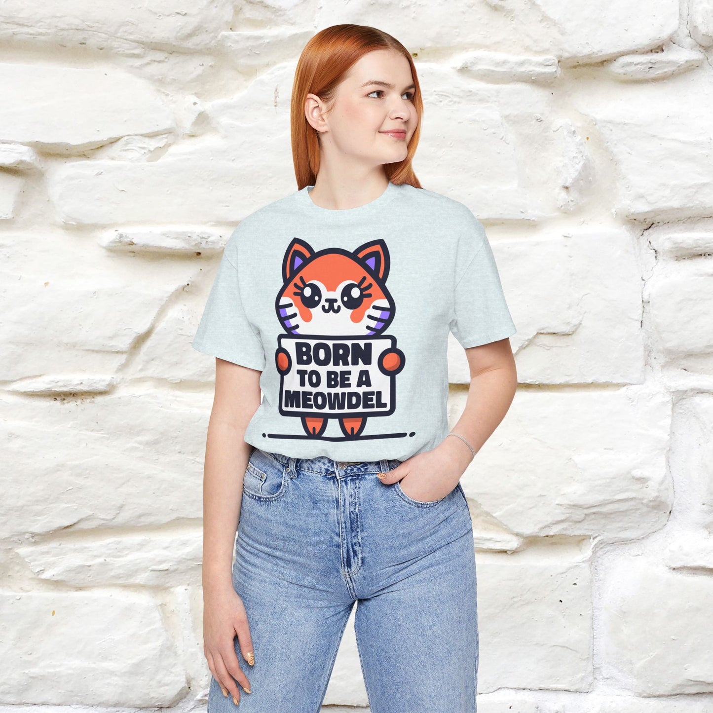 ''Born To Be A Meowdel''  Cat T-shirt for Women 100% Cotton* - Nunu&Miao Studio