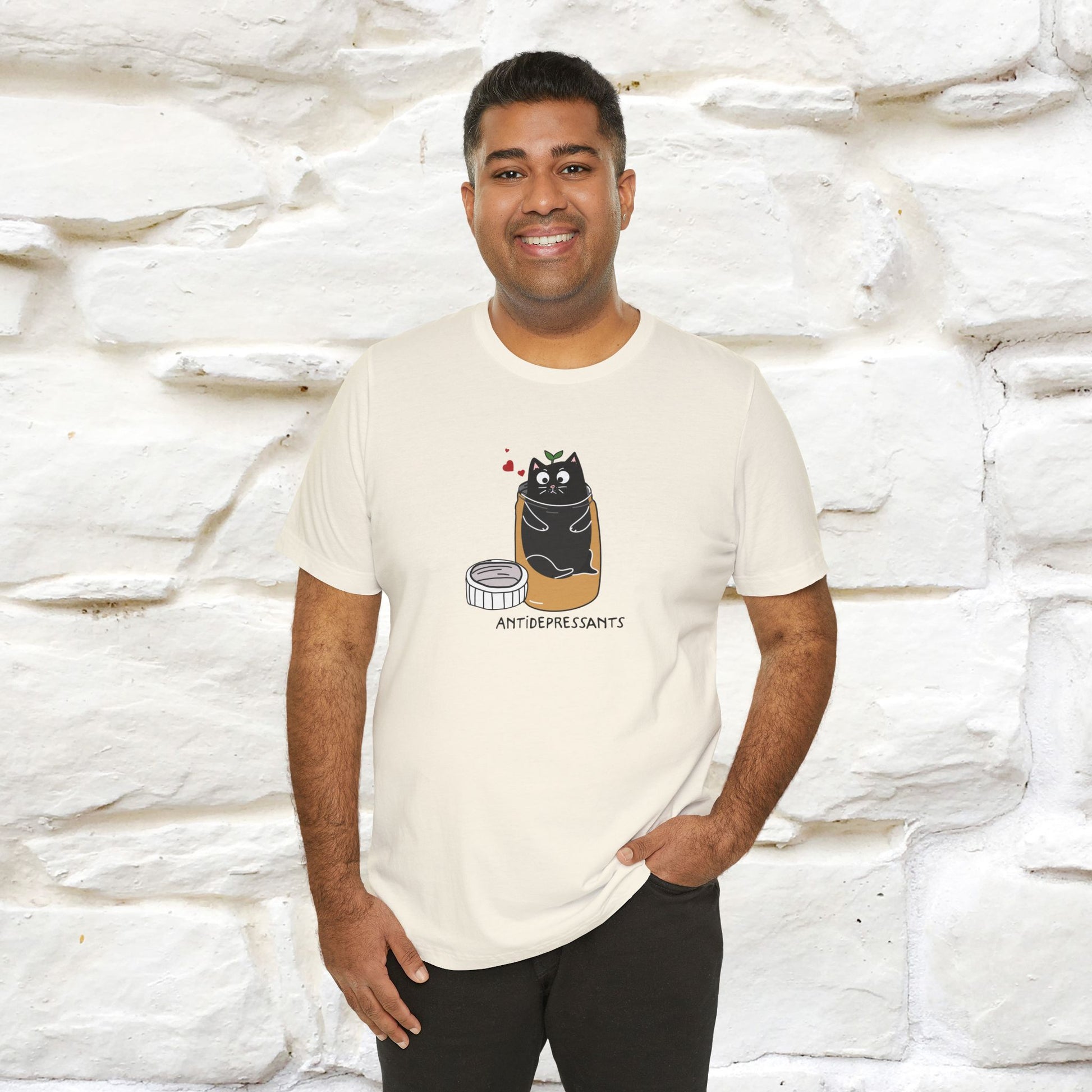 "Antidepressants" Cat T-Shirt | Front & Back Design | Nunu&Miao Studio - Nunu&Miao Studio