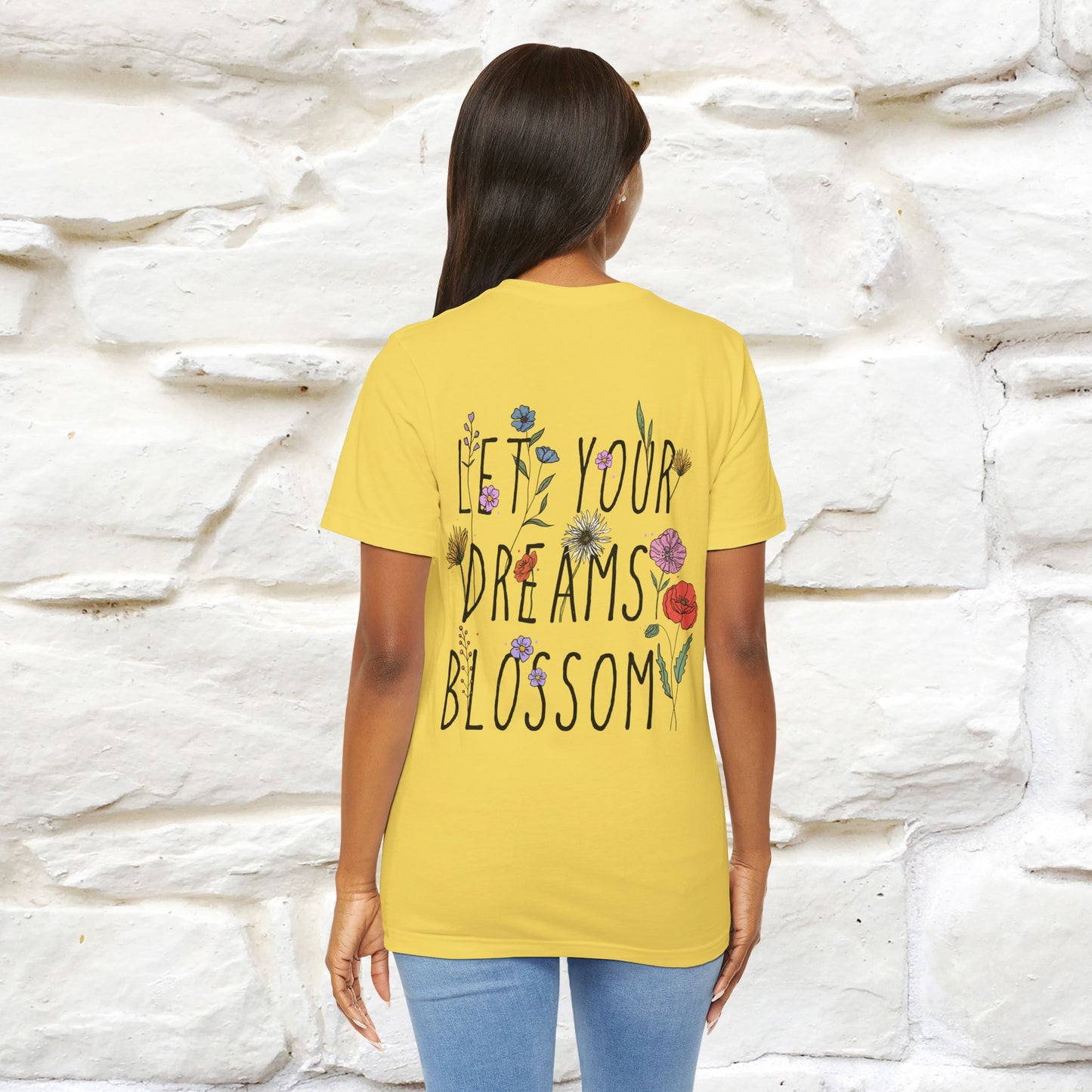 "Let Your Dreams Blossom'' Cat T-Shirt Front and Back Design | Nunu&Miao Studio