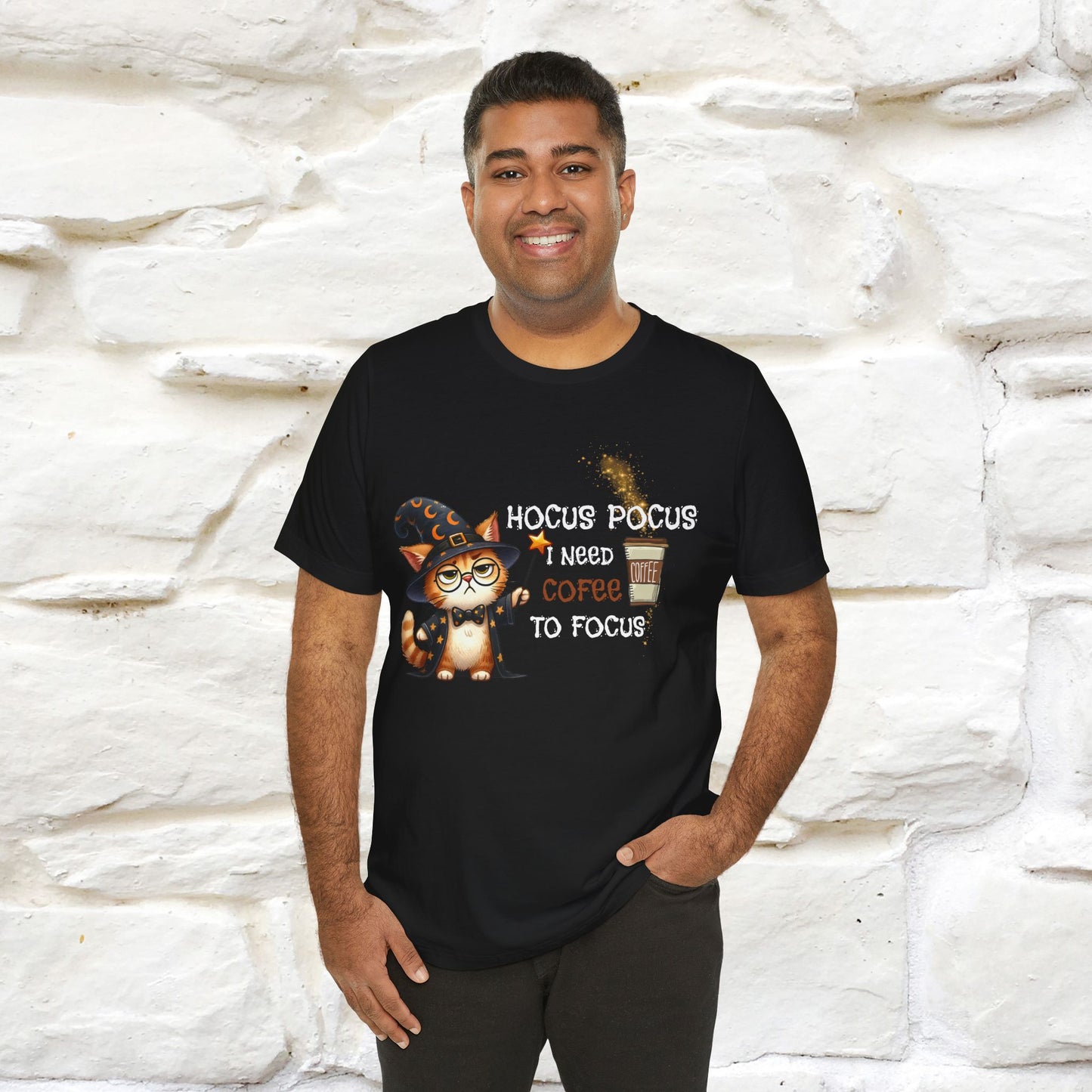 ''Hocus Pocus I Need Coffe To Focus'' Funny Cat Shirt | Nunu&Miao Studio
