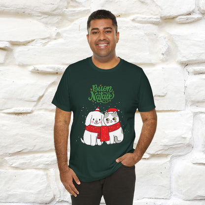 Buon Natale Cat and Dog T-shirt for Men & Women | 100% Cotton* 🐾 | Festive Holiday Shirt